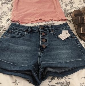 Volcom button up Jean shorts